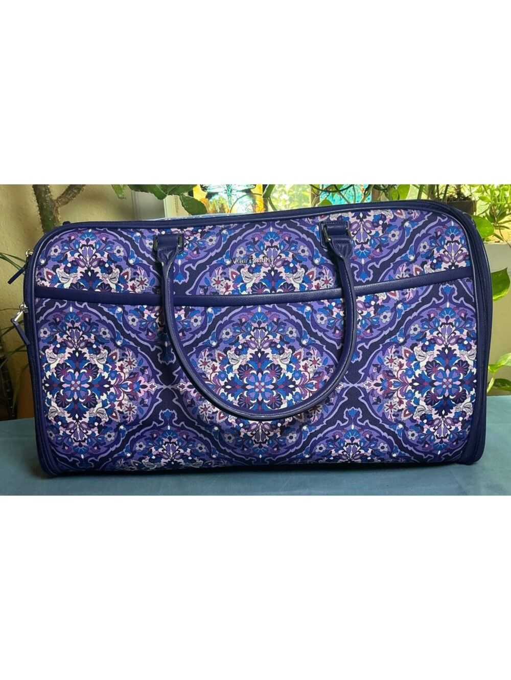 Vera Bradley Women's Convertible Garment Duffle Bag, Purple Blue Floral Paisley